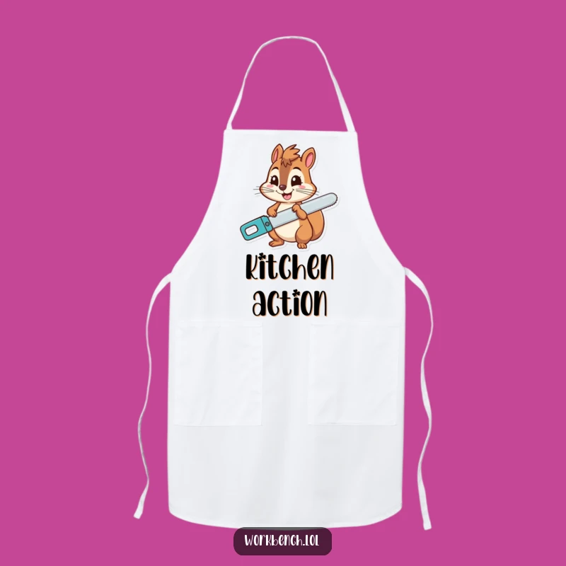Funny Squirrel Saw Grin Apron - Cheerful Kitchen Gift!