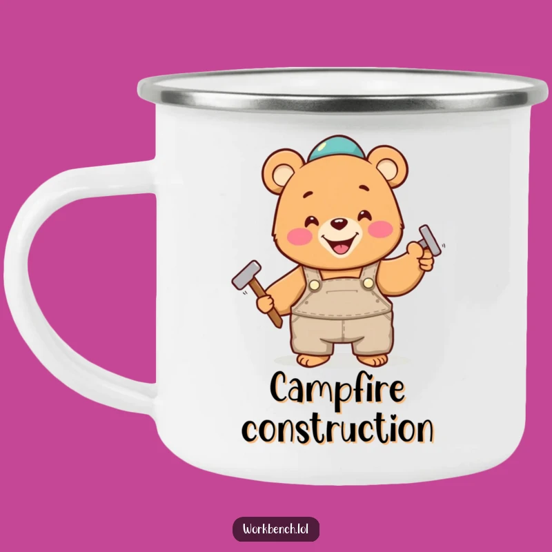 Funny Bear Hammering Nail Camping Mug: Adventure Fuel for Builders