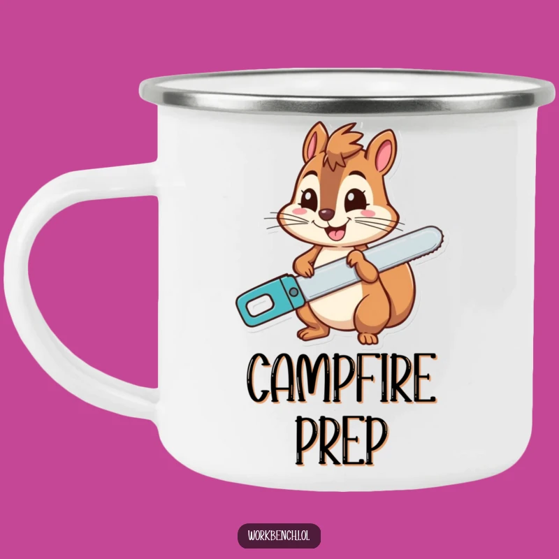 Funny Squirrel Saw Grin Camping Mug - Cheerful Outdoor Gift!