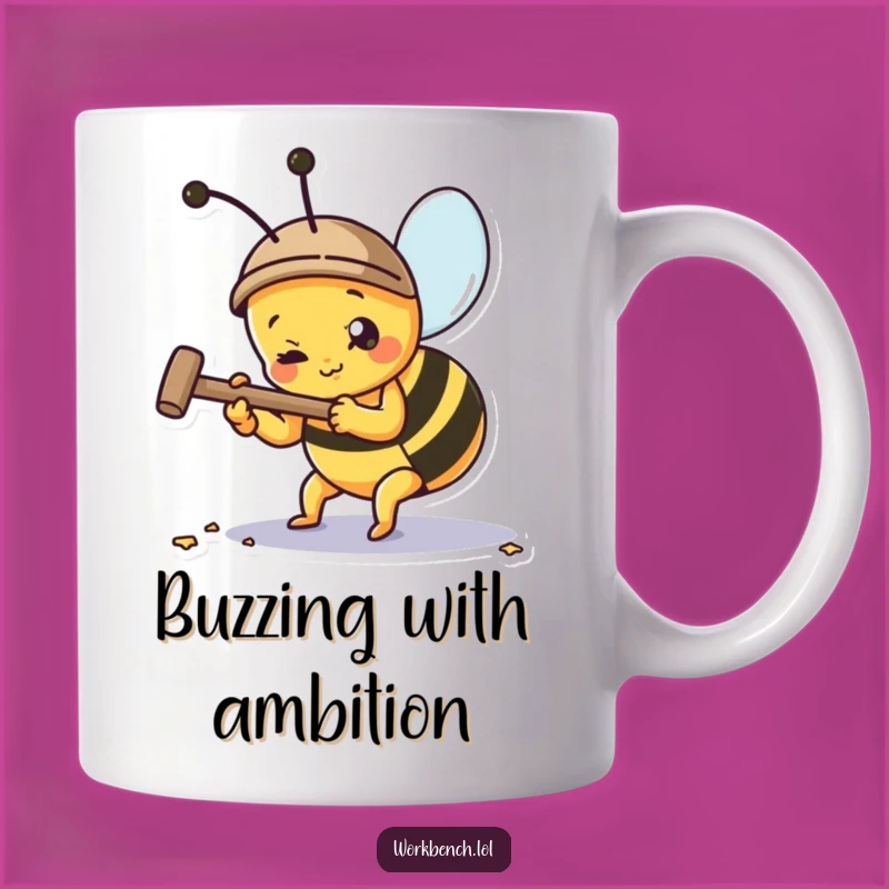 Funny Busy Bee Hammering Nail Mug: A Hilarious Gift for the Hardest Worker!