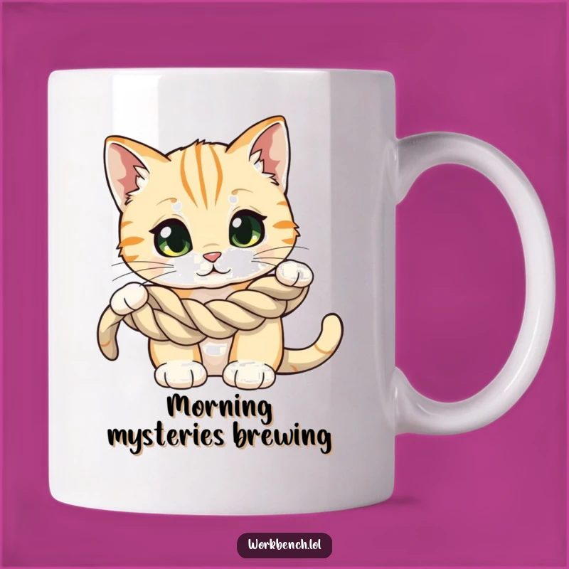 Funny Cat Rope Mug: Hilarious Gift for Feline Fans & Puzzle Solvers