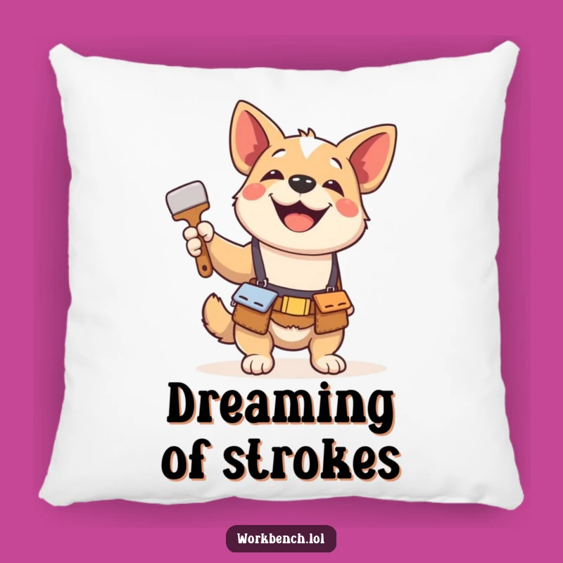 Funny Dog Paintbrush Pillow: Cozy Comfort for Your Creative Space