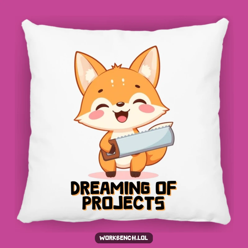 Funny Fox Carpenter Pillow - Comfy Decor for the Enthusiastic DIYer's Haven
