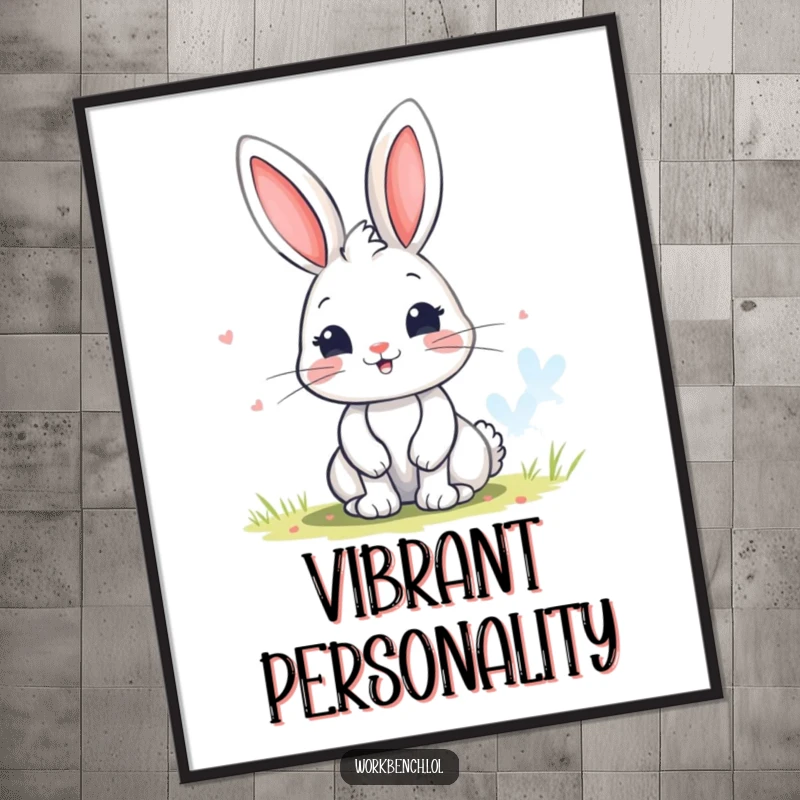 Funny bunny digital art print of a playful character painting a colorful picture, ready to print and add artistic charm.