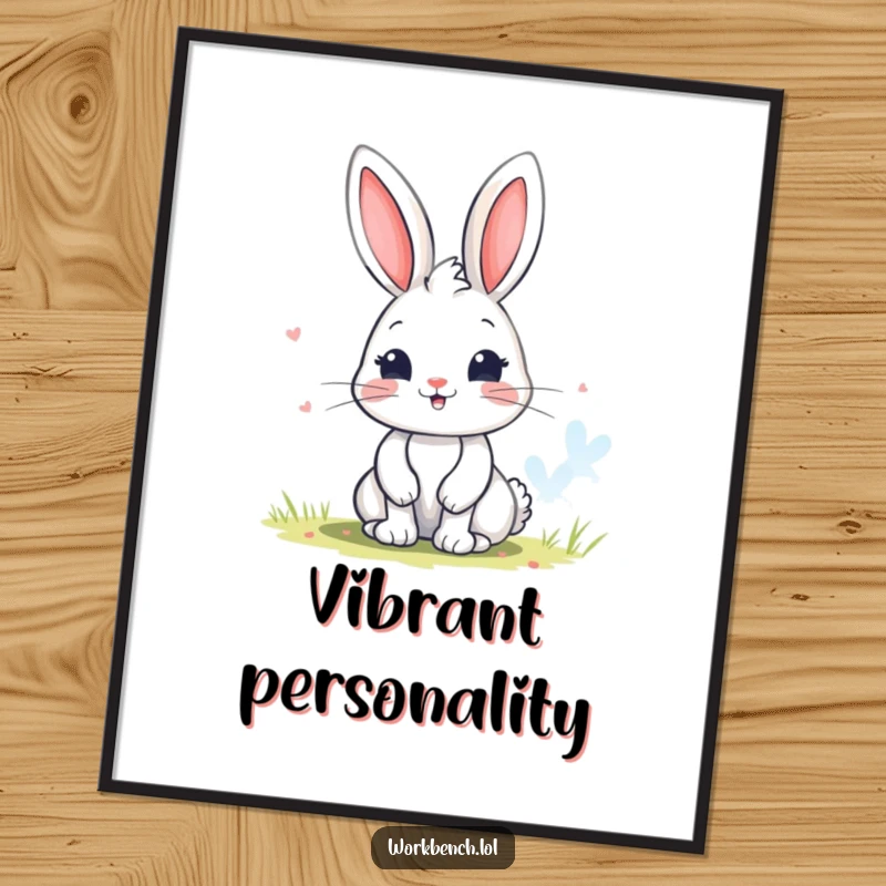 Funny bunny poster illustrating a playful character painting a colorful picture, adding a touch of artistic fun to any room.