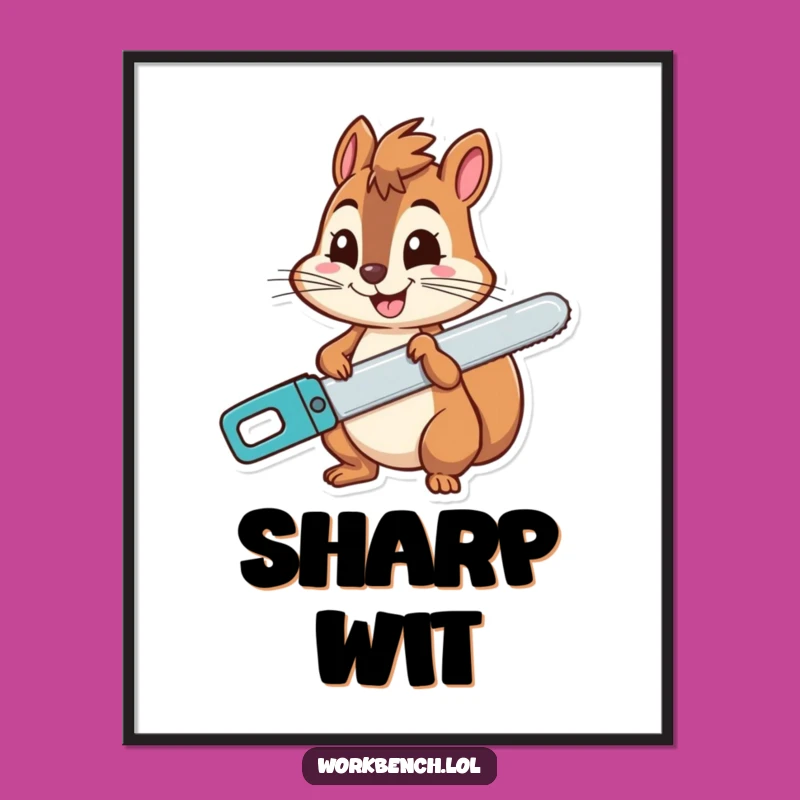 Funny Squirrel Saw Grin Poster - Cheerful Wall Art Gift!