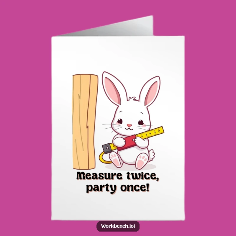 Free Printable Birthday Card: Funny Rabbit Carpenter DIY Downloadable Gift for Him