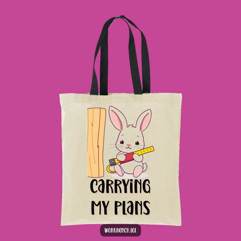Funny Rabbit Carpenter Tote Bag - Durable & Humorous Gift for Crafters and Builders