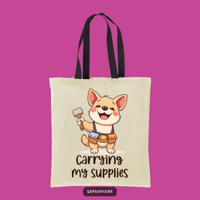 Funny Dog Paintbrush Tote Bag: Carry Your Art Supplies and Smiles